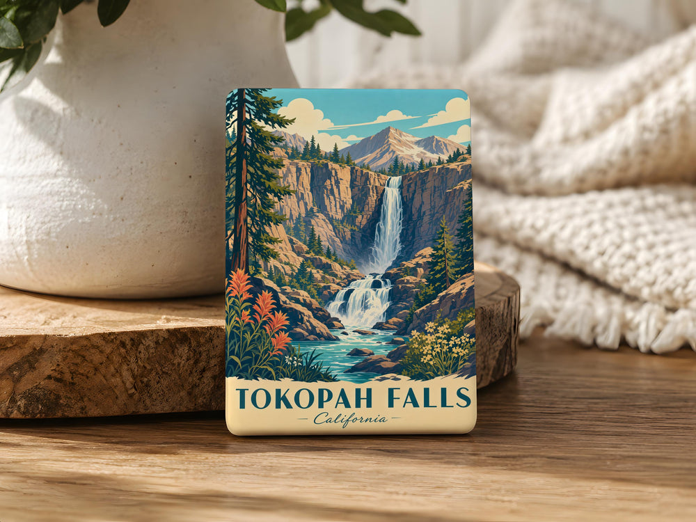 Tokopah Falls Fridge Magnet, Sequoia National Park Waterfall Souvenir, California Hiking Trail Travel Keepsake Magnet
