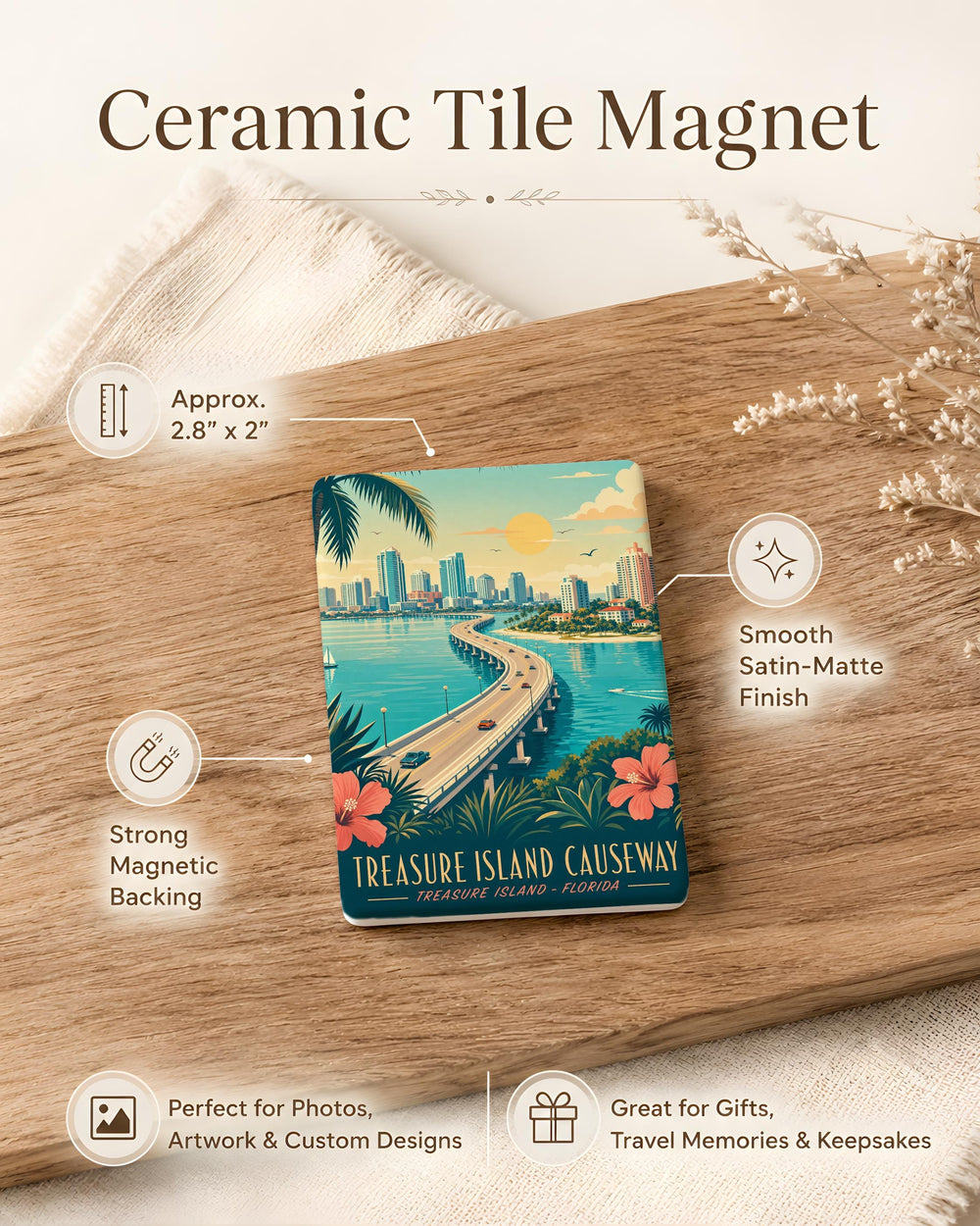 Treasure Island Causeway Fridge Magnet, San Francisco Bay Bridge Landmark Souvenir Magnet, California Travel Keepsake Gift