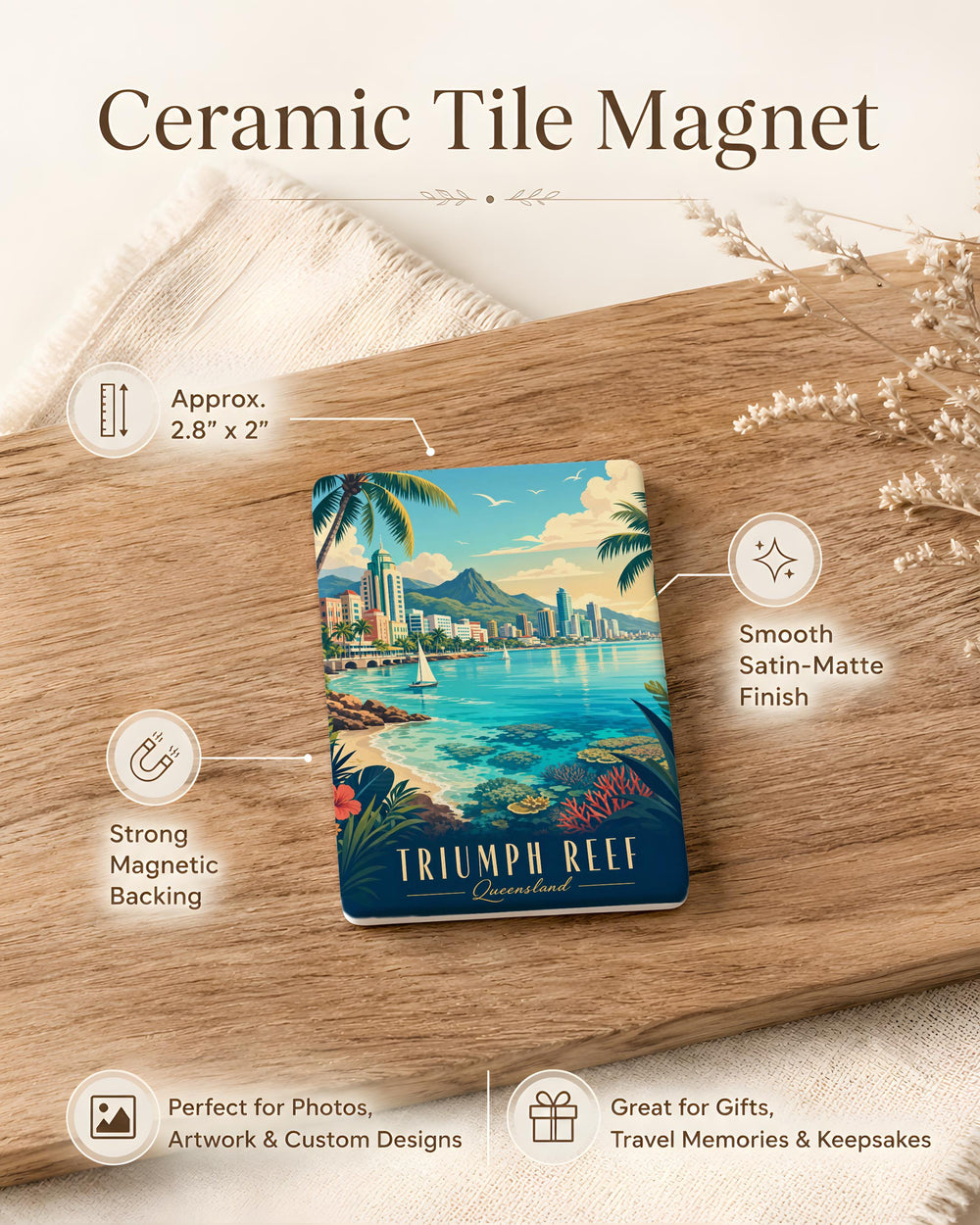 Triumph Reef Fridge Magnet, Coral Reef Ocean Scene Magnet, Tropical Sea Life Decor, Nautical Kitchen Locker Magnet