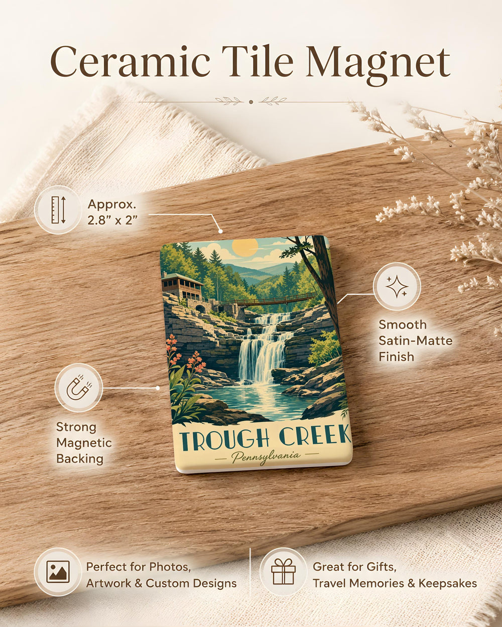 Trough Creek Fridge Magnet, Trough Creek State Park Souvenir Magnet, Pennsylvania Nature Travel Keepsake Magnet