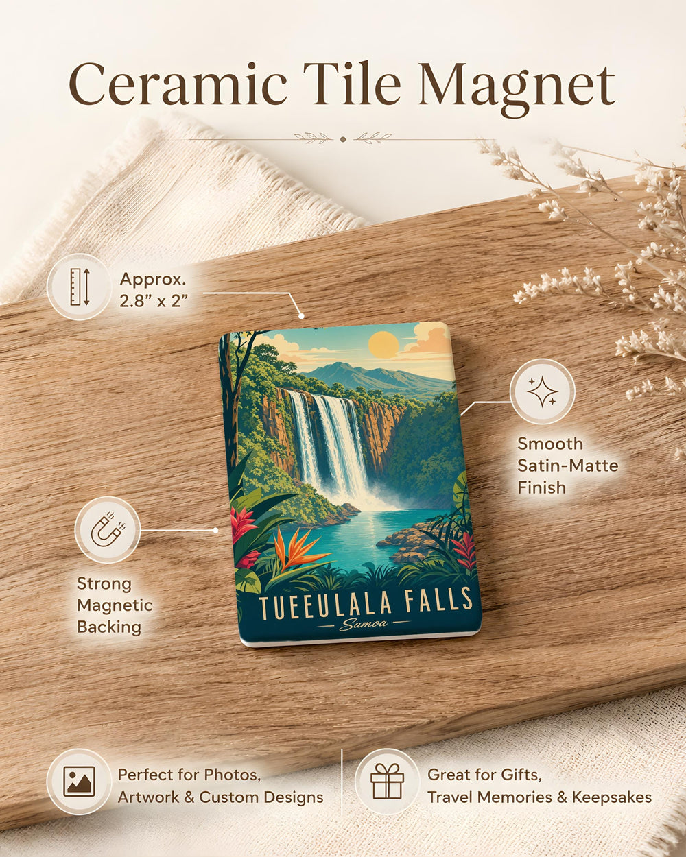 Tueeulala Falls Fridge Magnet, Waterfall Landscape Souvenir Magnet, Nature Travel Keepsake, Scenic Falls Refrigerator Magnet