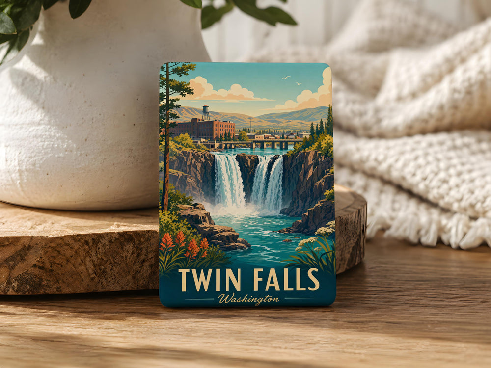 Twin Falls Washington Fridge Magnet, Twin Falls WA Souvenir Magnet, Washington Waterfall Travel Keepsake Magnet