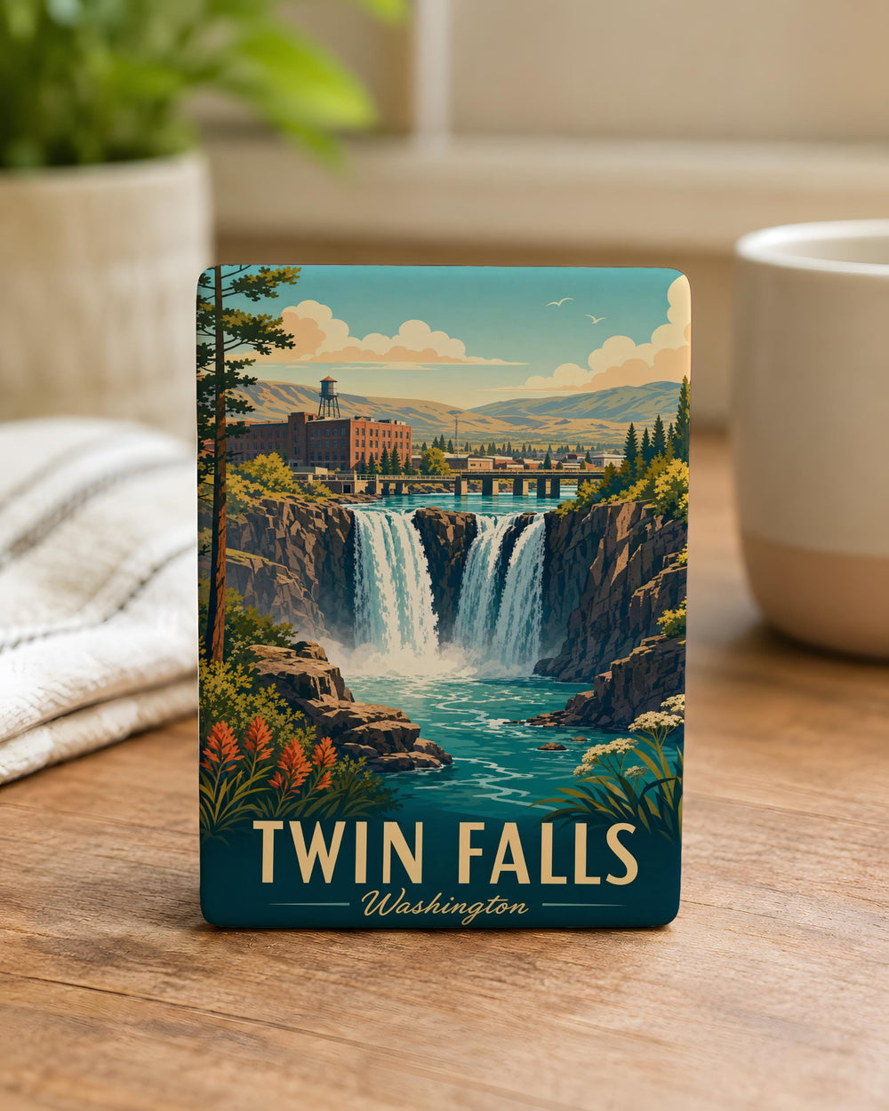 Twin Falls Washington Fridge Magnet, Twin Falls WA Souvenir Magnet, Washington Waterfall Travel Keepsake Magnet