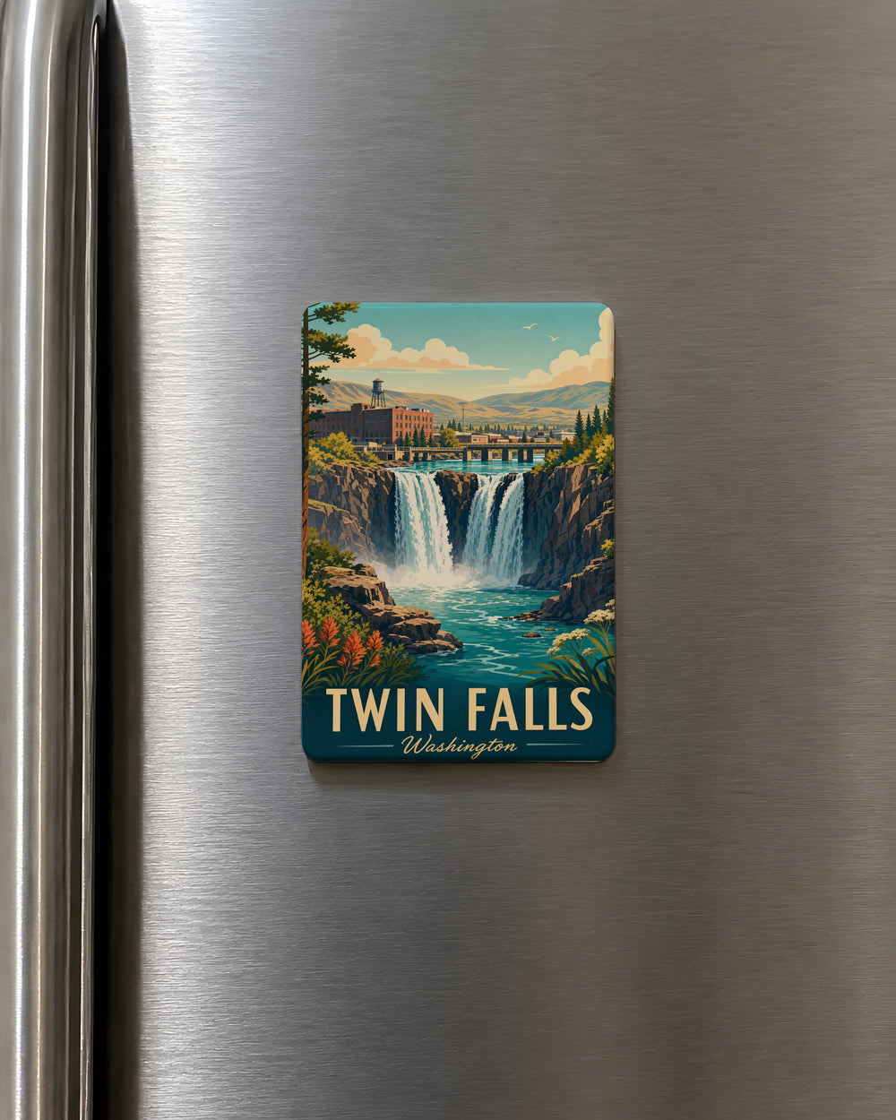 Twin Falls Washington Fridge Magnet, Twin Falls WA Souvenir Magnet, Washington Waterfall Travel Keepsake Magnet
