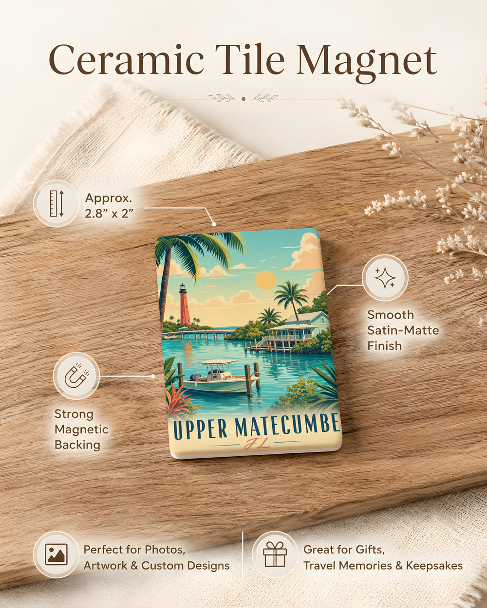 Upper Matecumbe Key Florida Fridge Magnet, Upper Matecumbe FL Souvenir Magnet, Florida Keys Travel Gift