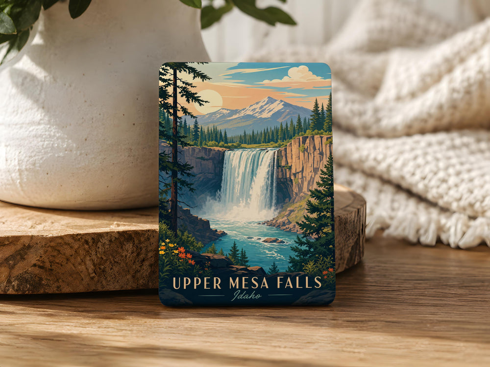 Upper Mesa Falls Fridge Magnet, Idaho Waterfall Souvenir, Snake River Canyon Travel Keepsake, Nature Landmark Magnet