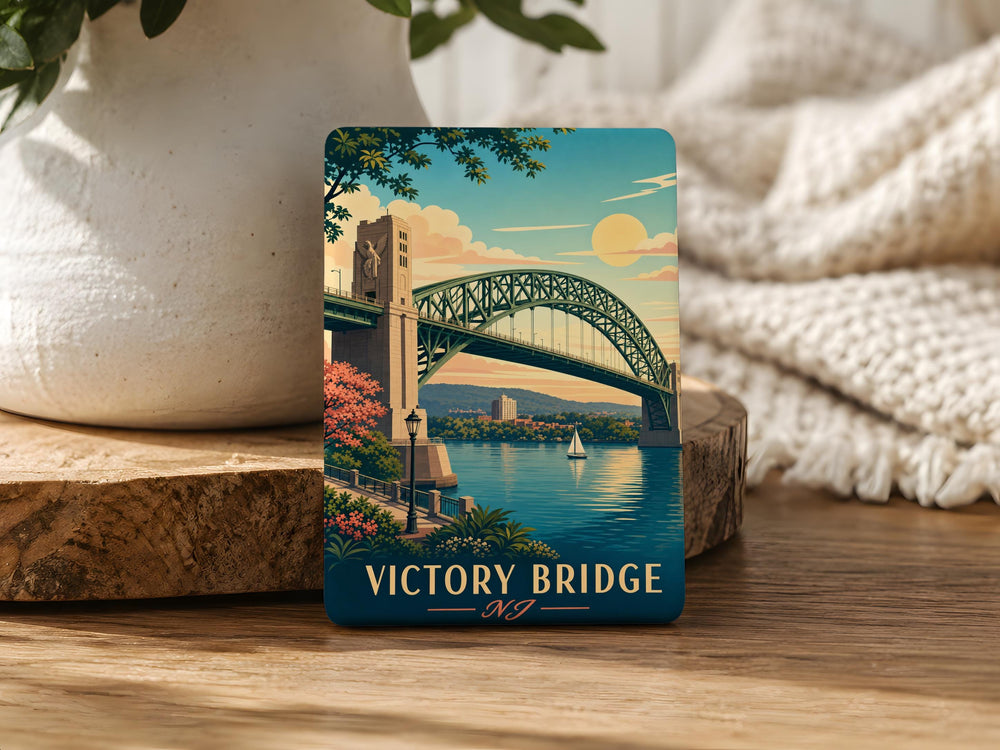 Victory Bridge New Jersey Fridge Magnet, NJ Landmark Souvenir, Route 35 Bridge Gift, Garden State Travel Keepsake