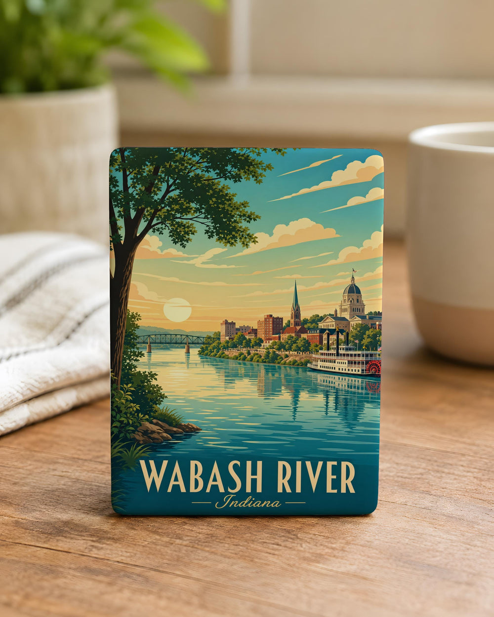 Wabash River Fridge Magnet, Indiana River Souvenir, Wabash Valley Landmark Keepsake, Midwest Travel Gift