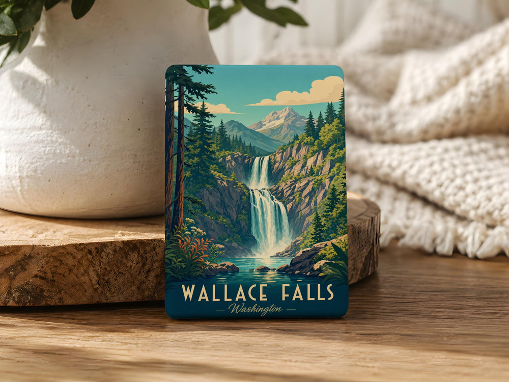 Wallace Falls Fridge Magnet, Washington Waterfall Souvenir, Pacific Northwest Nature Keepsake, Hiking Travel Gift