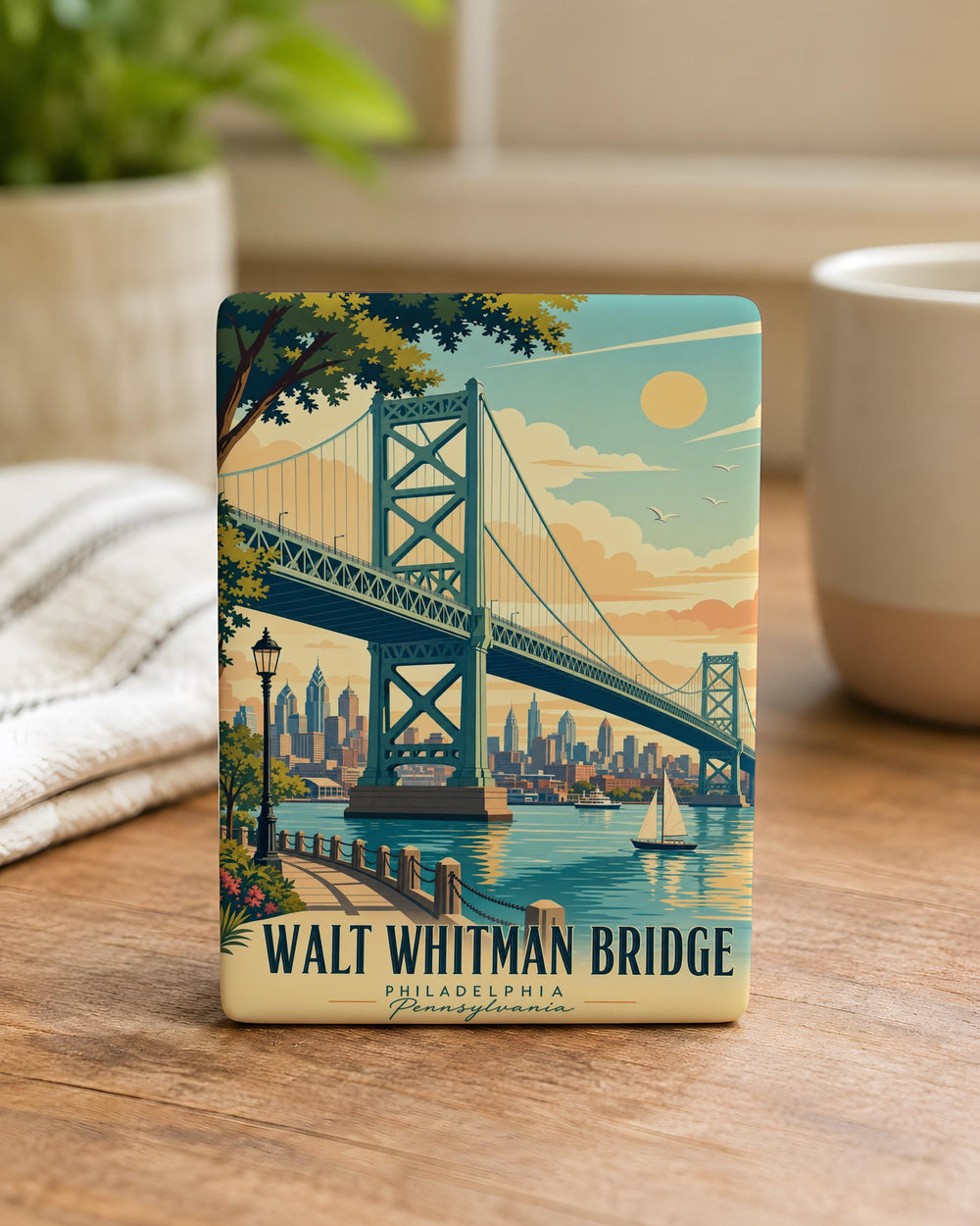 Walt Whitman Bridge Fridge Magnet Philadelphia Delaware River Crossing Souvenir Landmark Magnet
