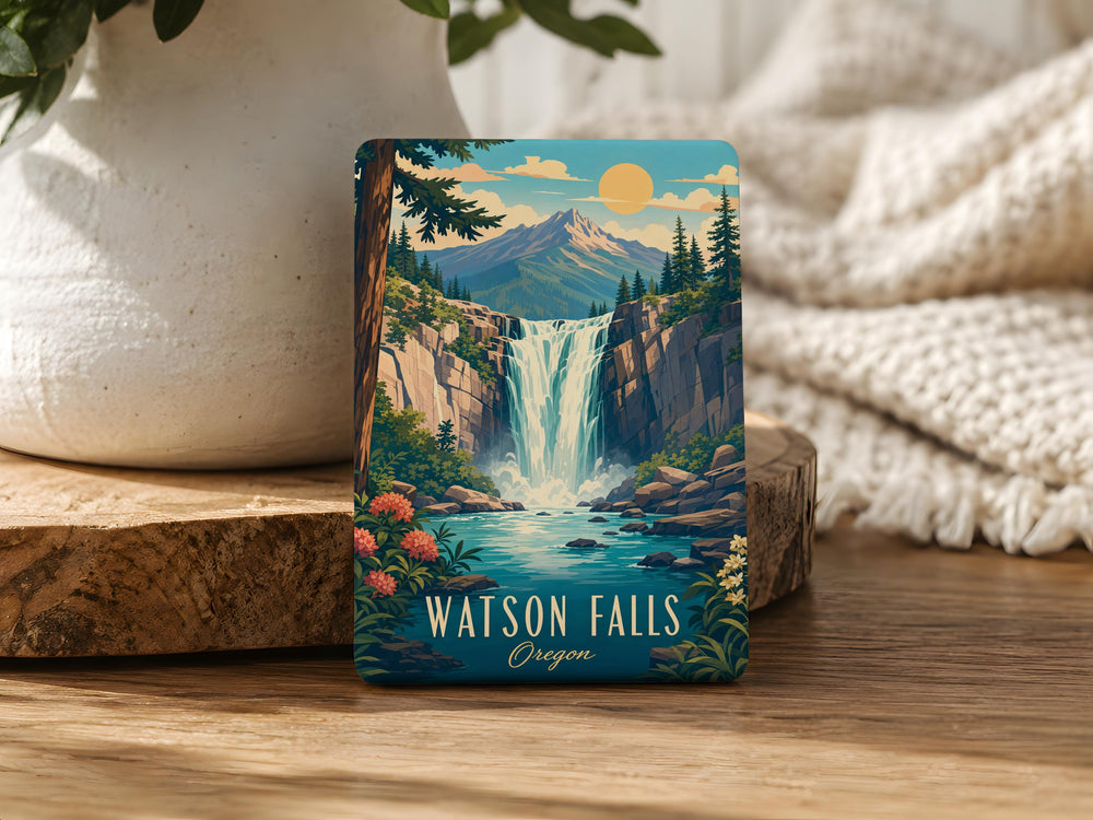 Watson Falls Fridge Magnet, Waterfall Nature Scenery Souvenir Magnet, Oregon Landmark Travel Gift Magnet