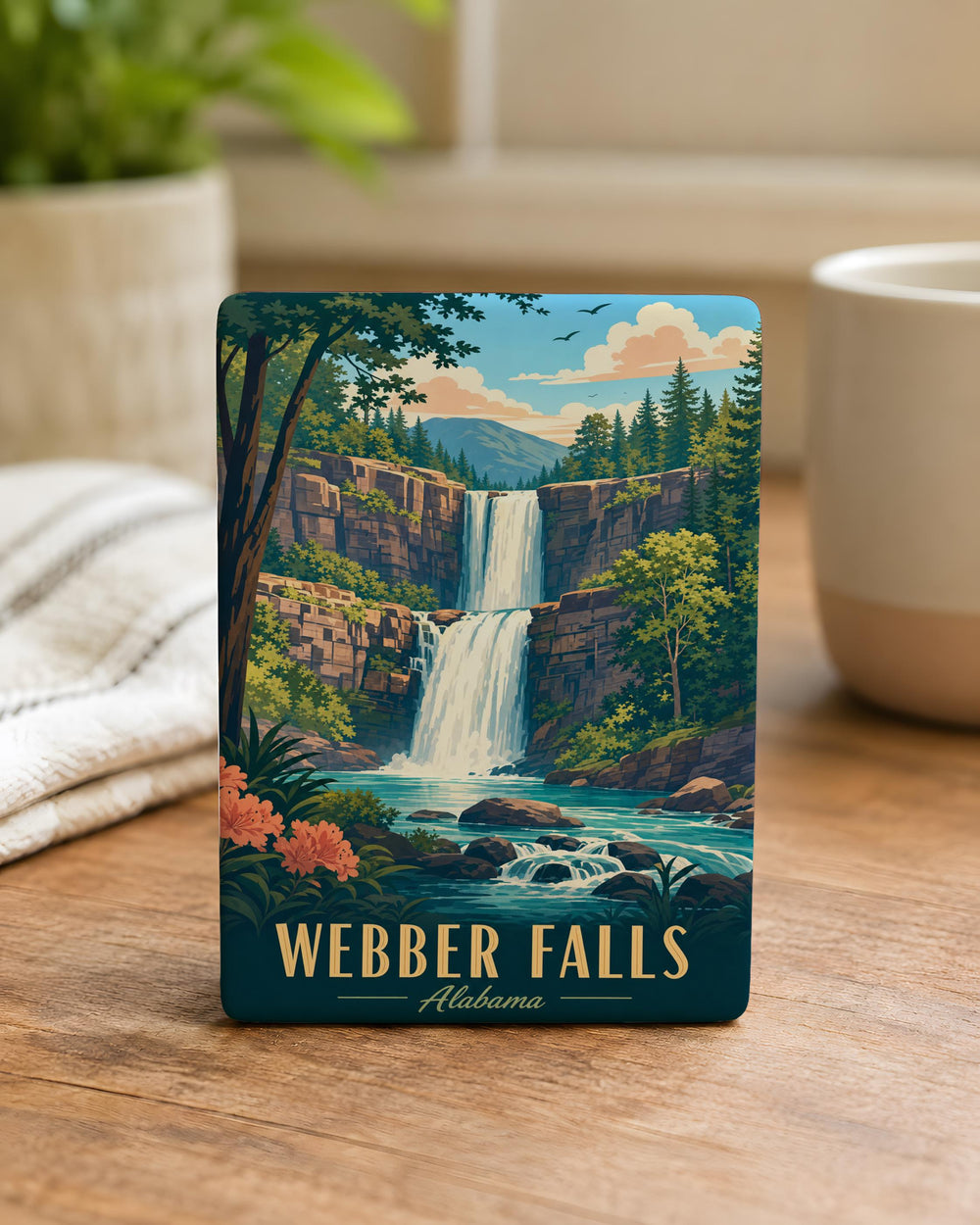 Webber Falls Fridge Magnet, Waterfall Landscape Souvenir Magnet, Webber Falls Travel Keepsake Magnet