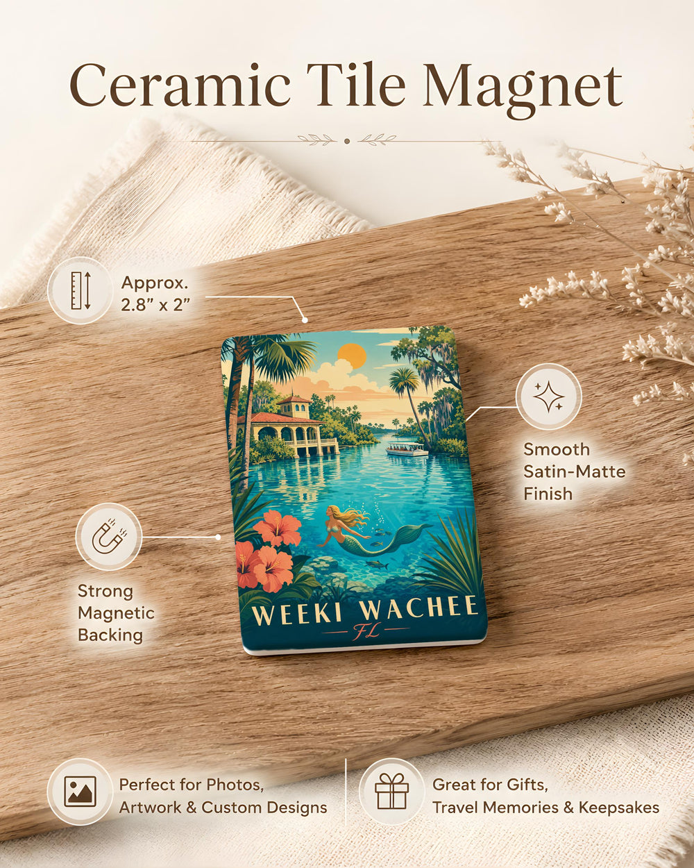 Weeki Wachee FL Fridge Magnet, Weeki Wachee Springs Florida Souvenir Magnet, Florida Travel Gift, Weeki Wachee Keepsake Magnet