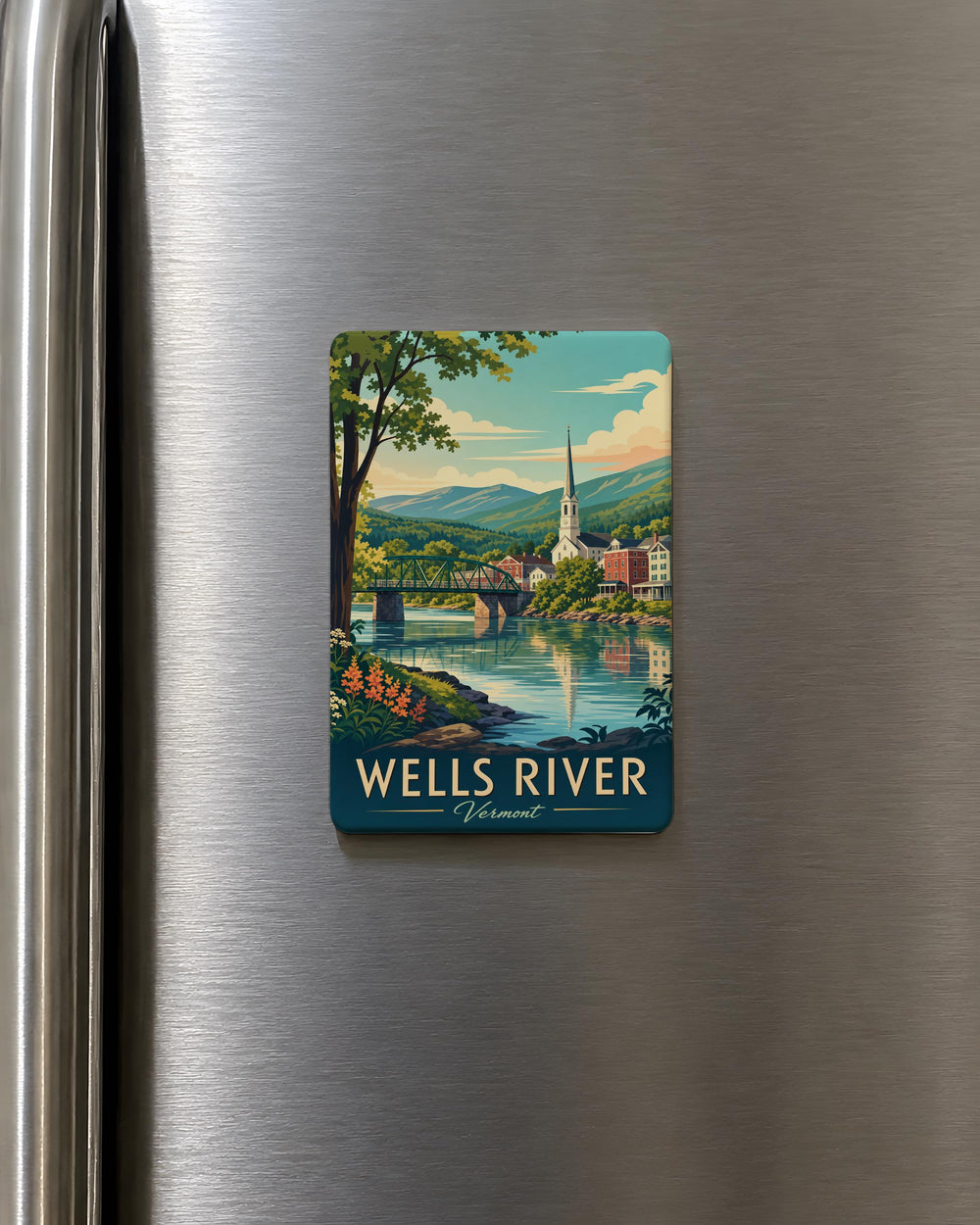 Wells River Fridge Magnet, Vermont Town Souvenir Magnet, Wells River VT Travel Keepsake, New England Gift Magnet