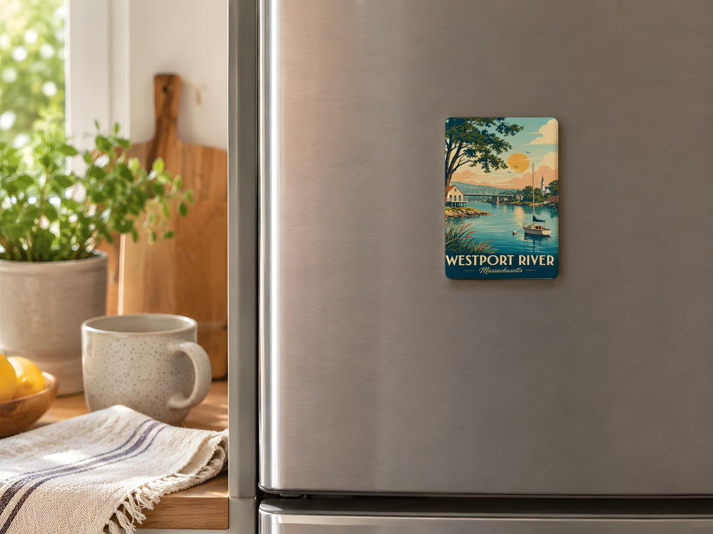 Westport River Fridge Magnet, Massachusetts Coastal River Landmark Souvenir Magnet, Westport MA Travel Keepsake Magnet
