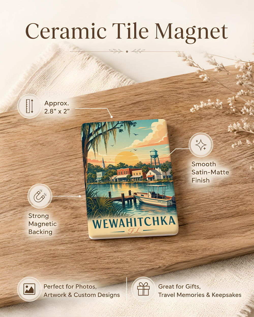 Wewahitchka FL Fridge Magnet, Florida Town Souvenir Magnet, Gulf County Travel Keepsake, Wewahitchka Florida Gift