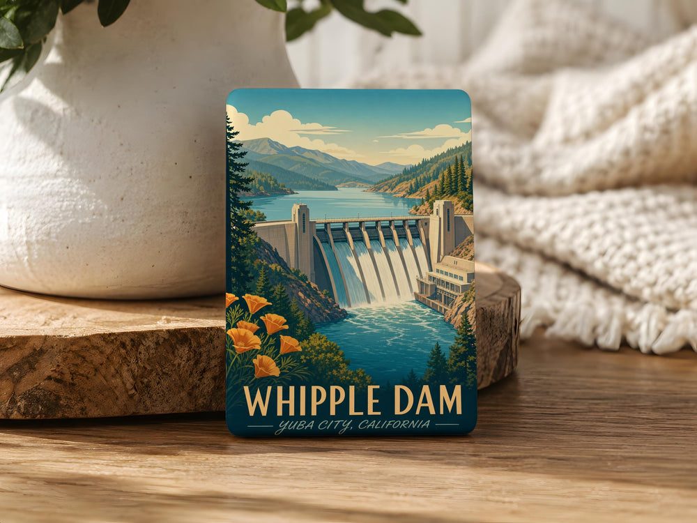 Whipple Dam Fridge Magnet, Whipple Dam Michigan Souvenir Magnet, Lake and Dam Landmark Refrigerator Magnet