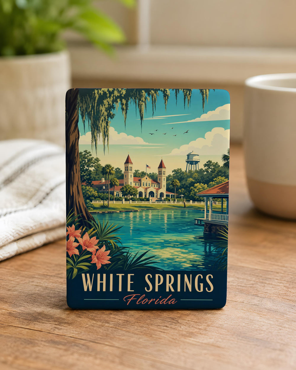 White Springs FL Fridge Magnet, Florida Town Souvenir Magnet, White Springs Florida Travel Gift, Hometown Keepsake Magnet