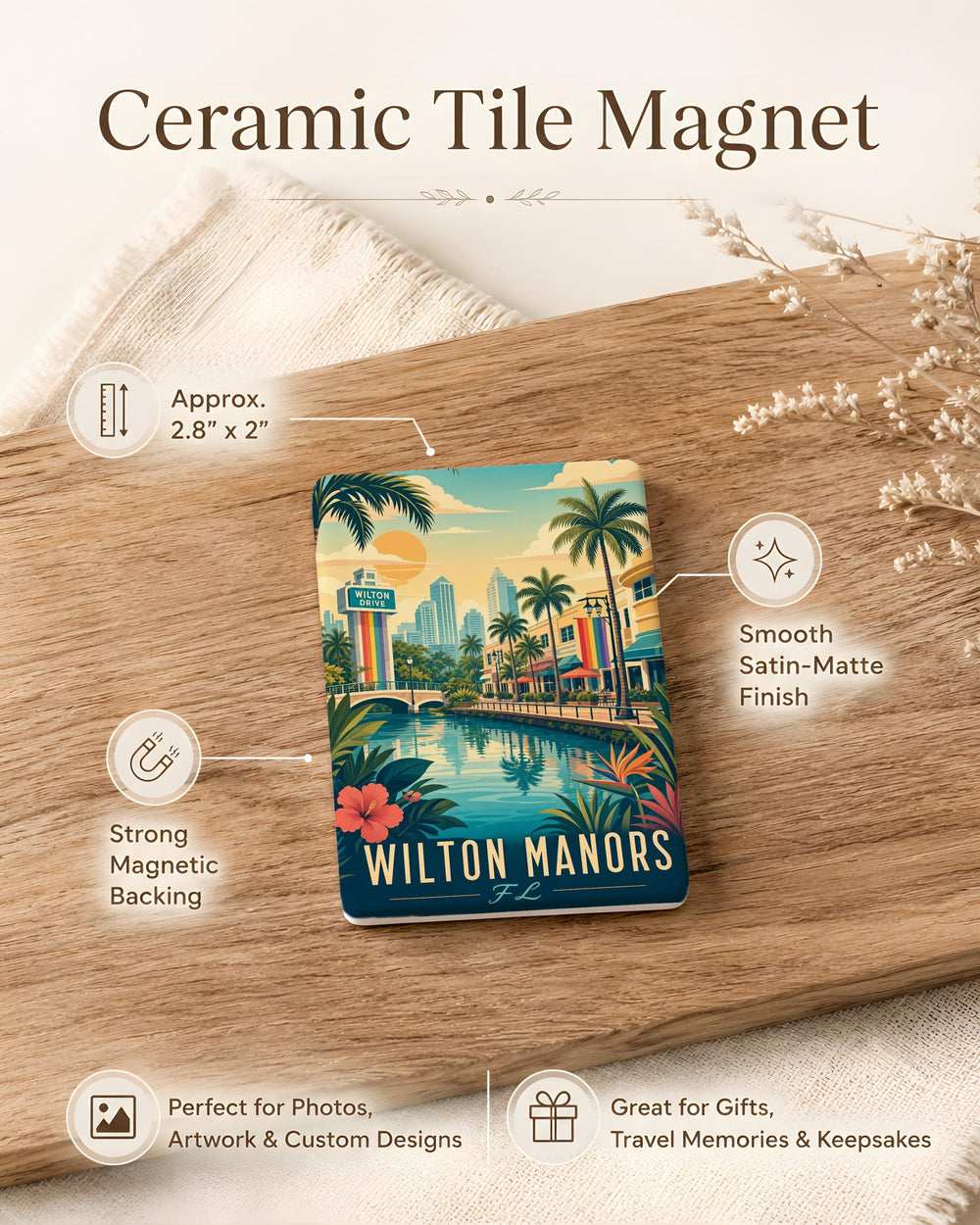 Wilton Manors Florida Fridge Magnet, Wilton Manors FL Souvenir Magnet, Wilton Manors Travel Gift, Florida Keepsake Magnet