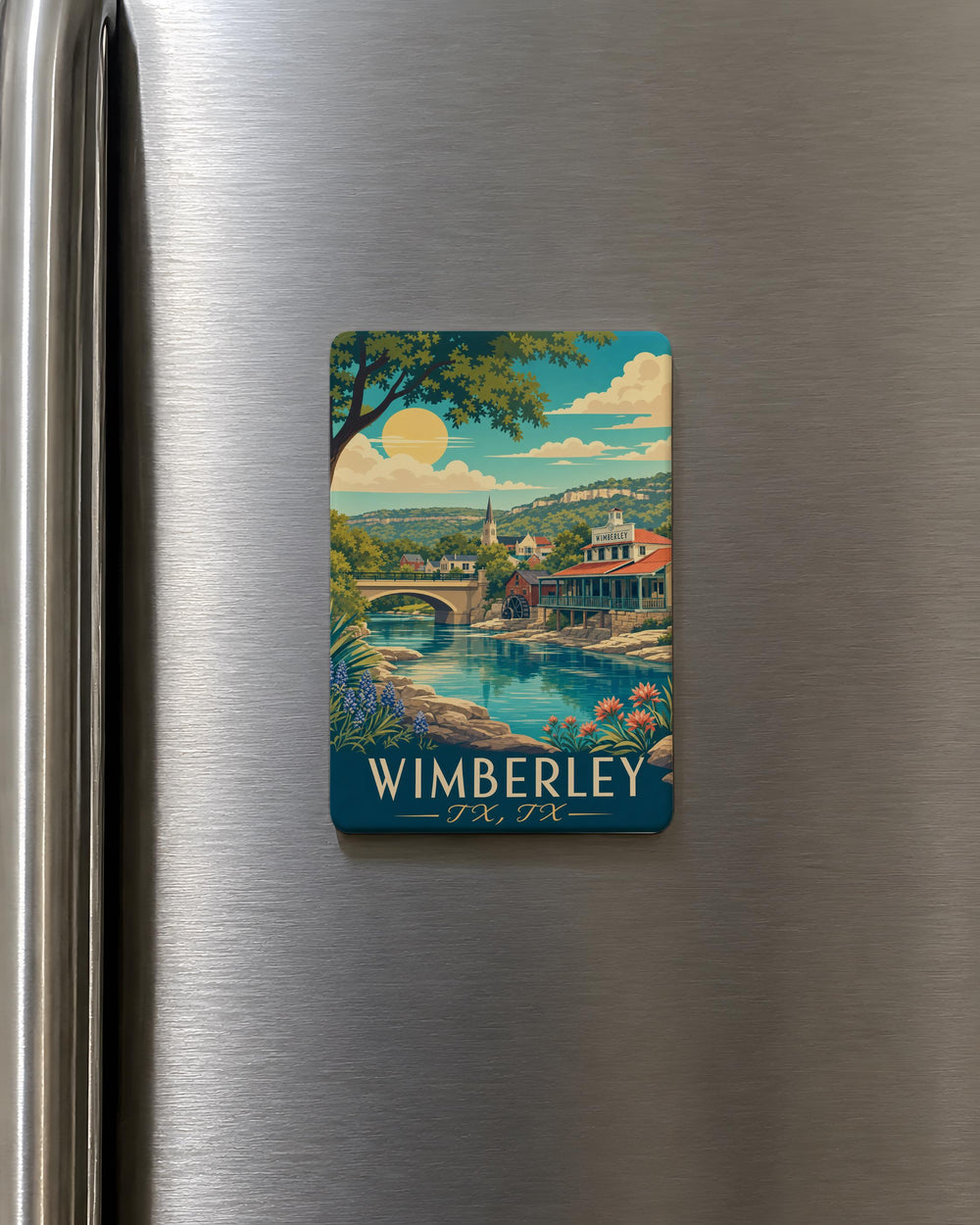 Wimberley TX Fridge Magnet, Wimberley Texas Souvenir Magnet, Texas Hill Country Travel Gift, Wimberley Keepsake Magnet