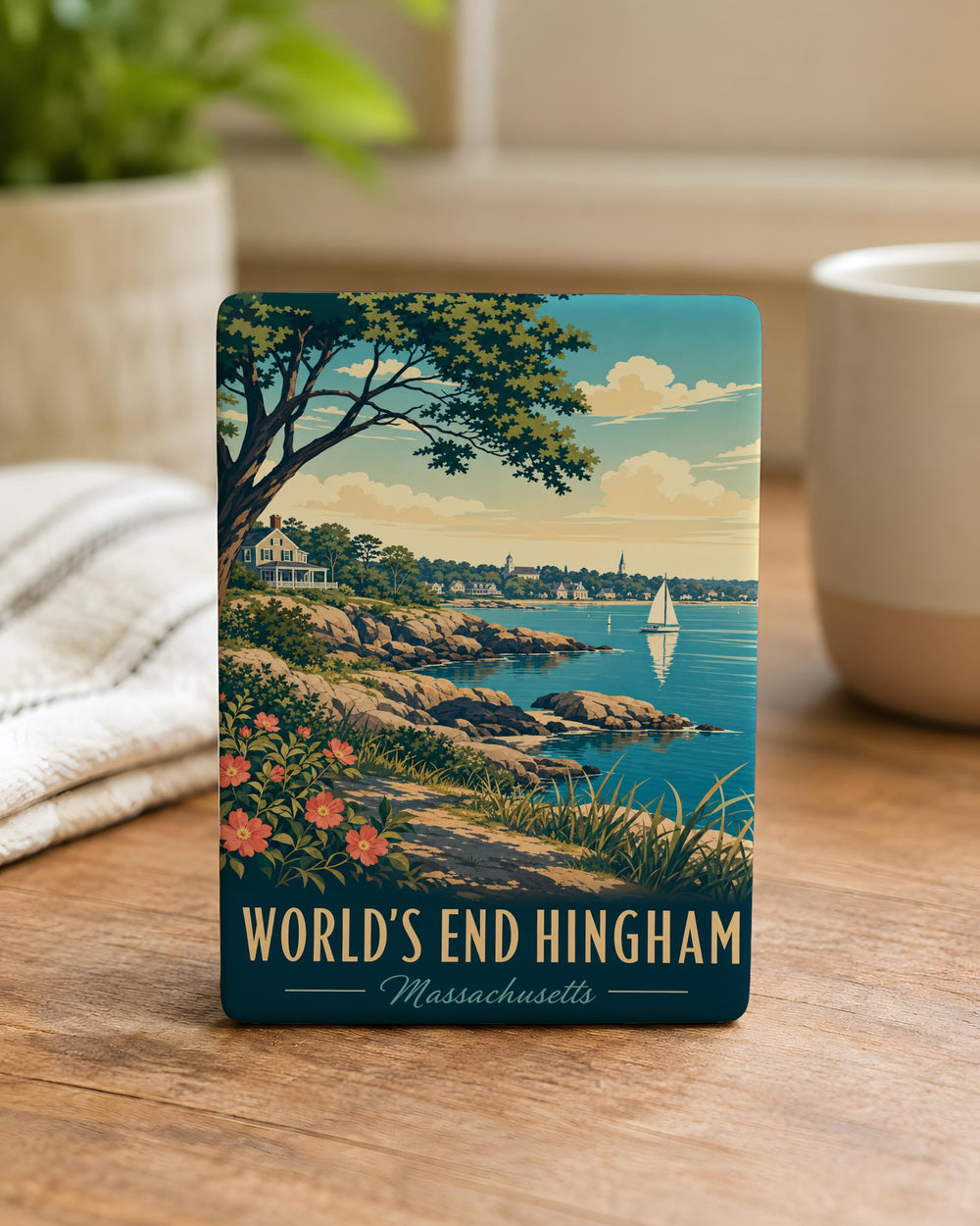 Worlds End Hingham Fridge Magnet, Hingham Massachusetts Coastal Park Souvenir Magnet, Scenic Waterfront Landmark Magnet