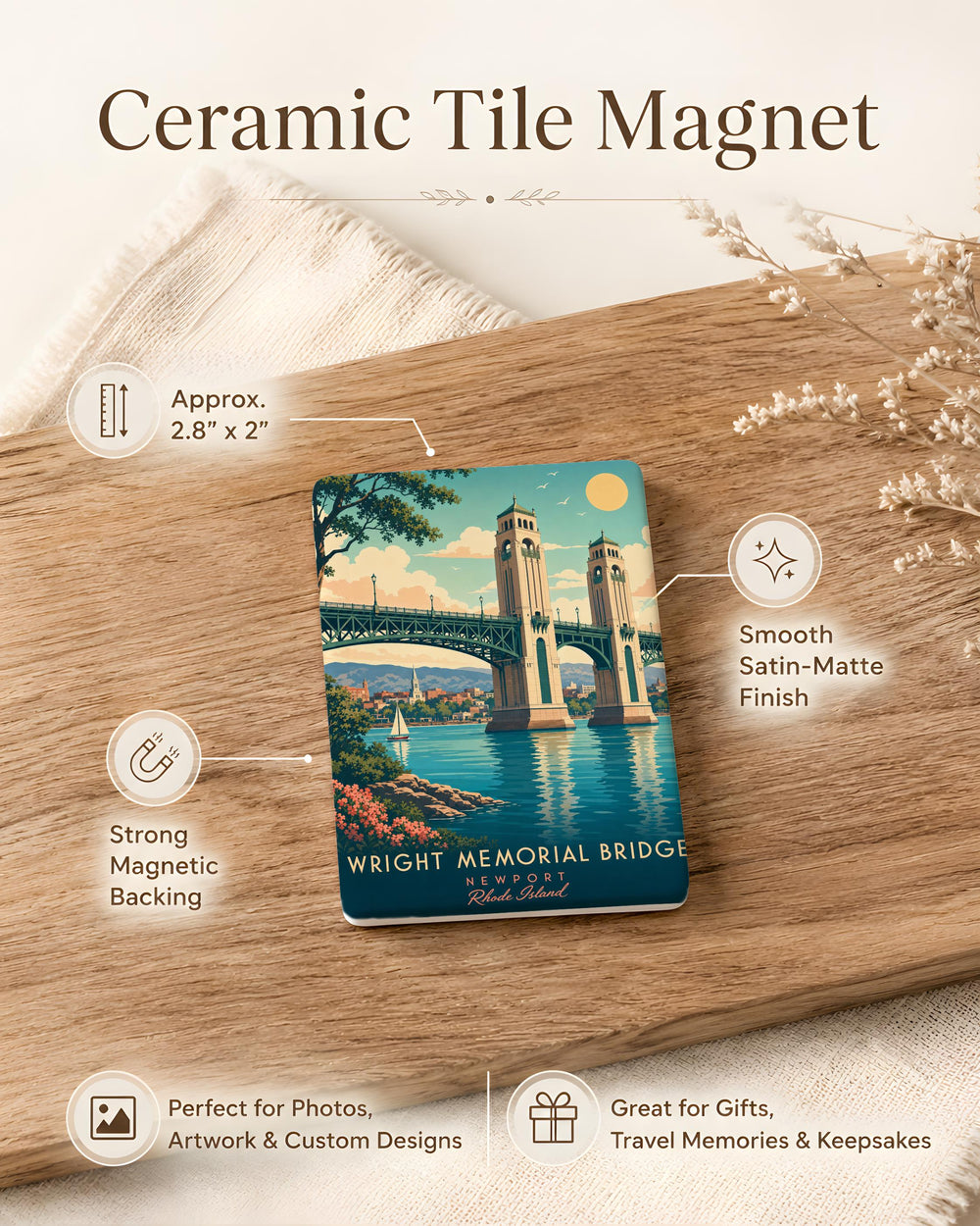 Wright Memorial Bridge Fridge Magnet, Outer Banks North Carolina Souvenir, Kitty Hawk to Southern Shores Landmark Magnet