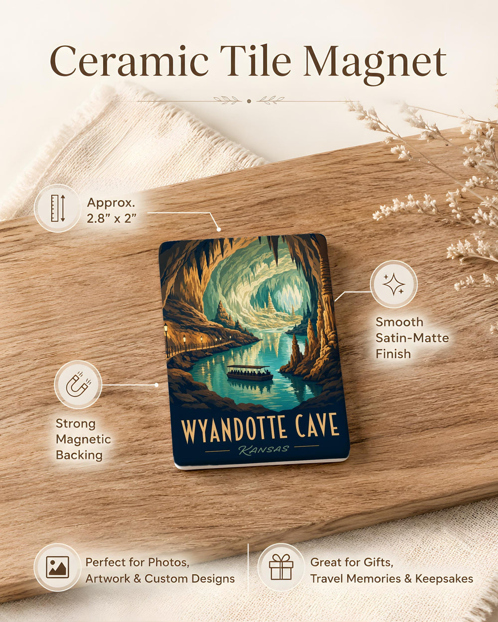 Wyandotte Cave Fridge Magnet, Indiana Cavern Souvenir, Underground Cave Landmark Magnet, Spelunking Gift