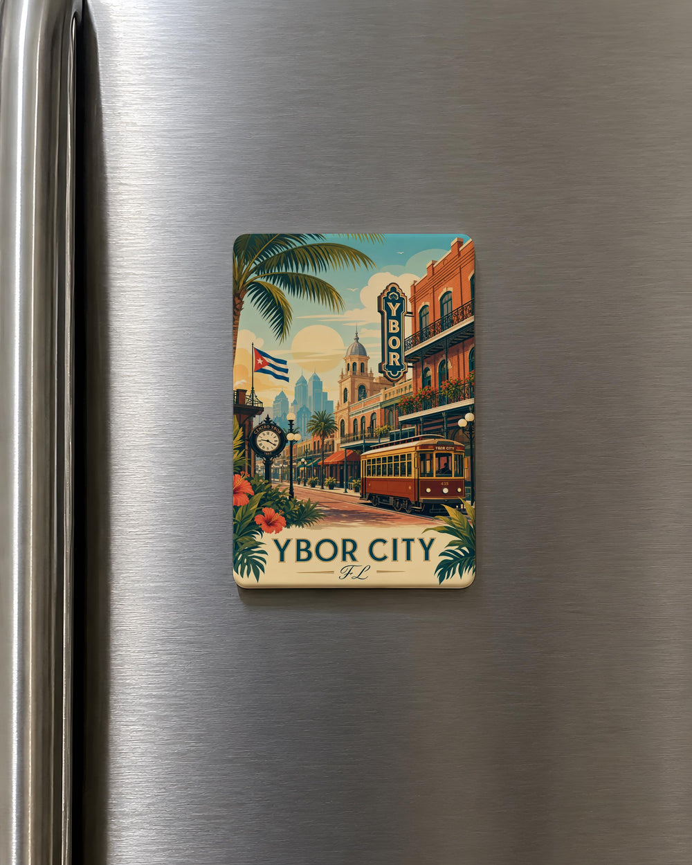 Ybor City FL Fridge Magnet, Ybor City Florida Souvenir Magnet, Tampa Historic District Travel Gift, Ybor City Landmark Magnet