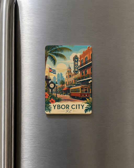 Ybor City FL Fridge Magnet, Ybor City Florida Souvenir Magnet, Tampa Historic District Travel Gift, Ybor City Landmark Magnet