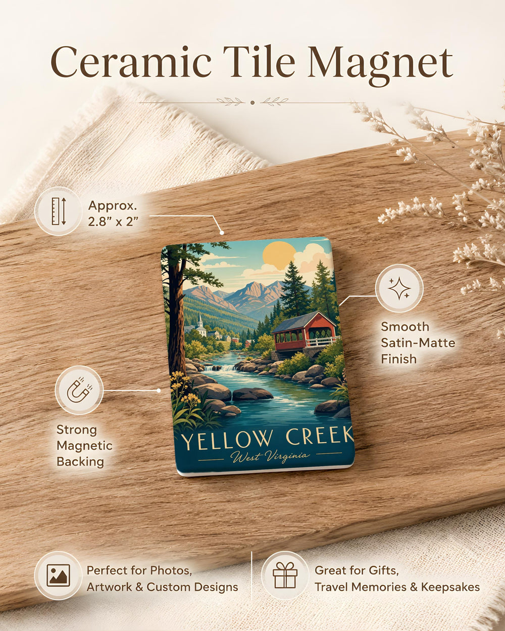 Yellow Creek Fridge Magnet, Yellow Creek Souvenir Magnet, Creek Nature Landmark Keepsake Magnet, Travel Gift Magnet