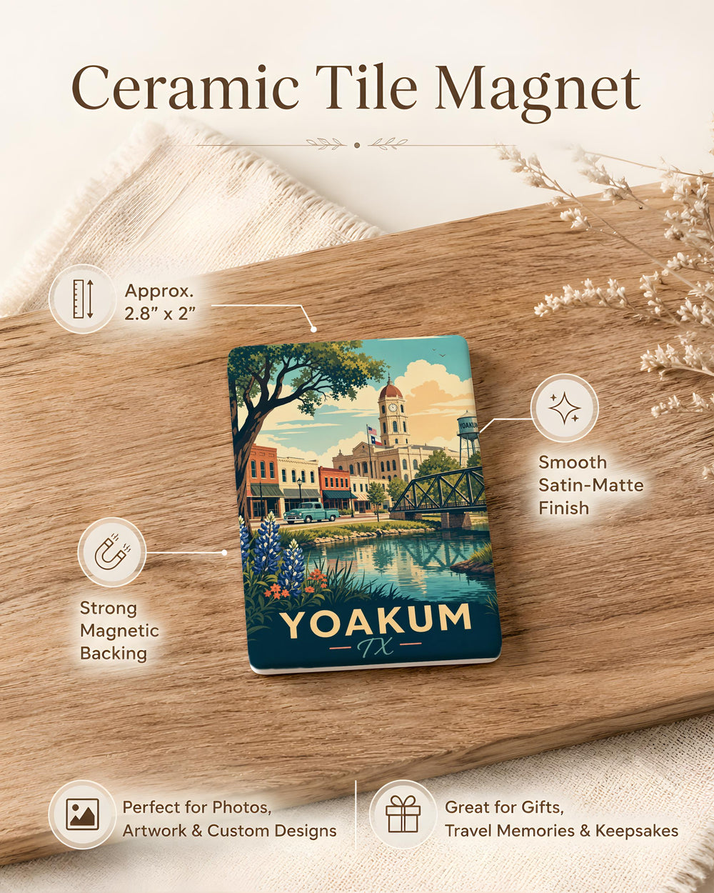 Yoakum TX Fridge Magnet, Yoakum Texas Souvenir Magnet, Texas Travel Gift, Hometown Keepsake, Small Town USA Magnet