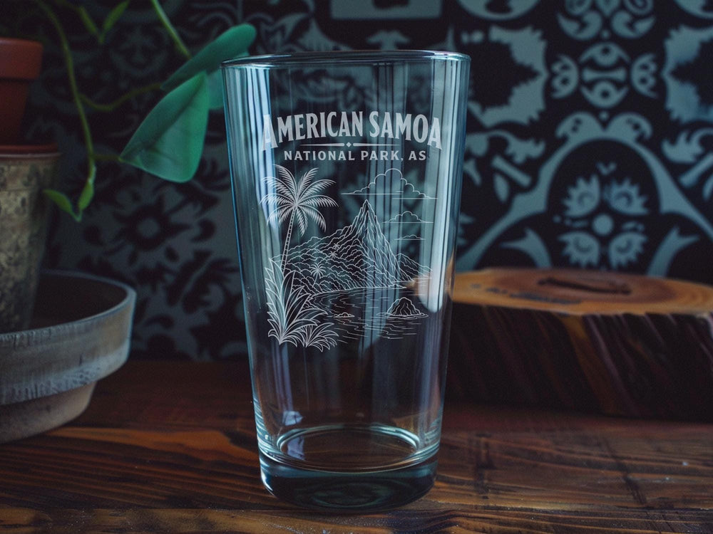 American Samoa National Park Pint Glass, American Samoa Souvenir Beer Glass, National Park Travel Gift, Island Adventure Drinkware