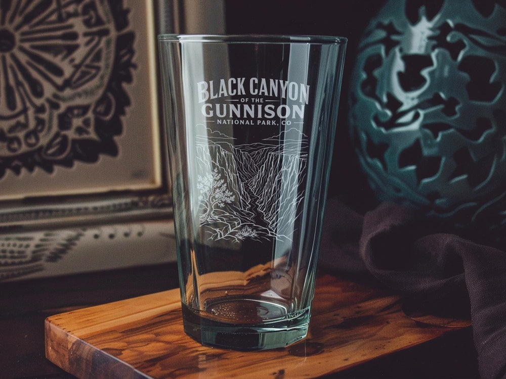 Black Canyon of the Gunnison National Park Colorado Pint Glass, Gunnison River Canyon Souvenir Drinking Glass, CO Travel Gift
