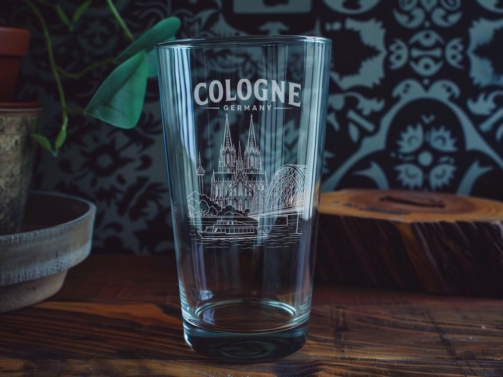 Cologne Germany Pint Glass, Köln Cathedral Souvenir Beer Glass, German City Landmark Drinkware Gift