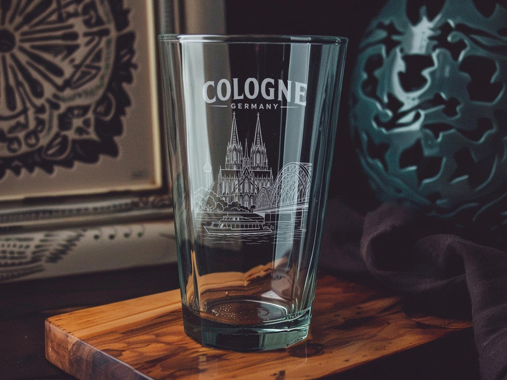 Cologne Germany Pint Glass, Köln Cathedral Souvenir Beer Glass, German City Landmark Drinkware Gift