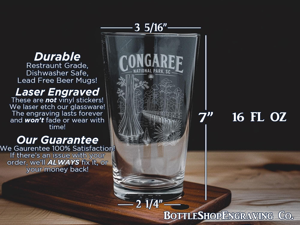 Congaree National Park South Carolina Pint Glass Souvenir Nature Scenic Park Landmark Gift