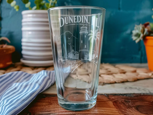 Dunedin Florida Pint Glass, Dunedin FL Souvenir Beer Glass, Dunedin City Gift, Florida Travel Keepsake Glass