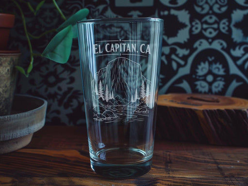 El Capitan California Pint Glass, Yosemite National Park Souvenir Beer Glass, El Capitan Rock Climbing Gift, CA Travel Drinkware