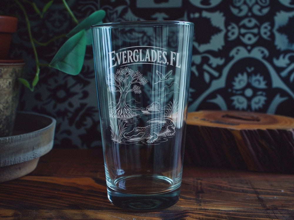 Everglades Florida Pint Glass | Everglades National Park Souvenir Drinking Glass | FL Wildlife Nature Gift