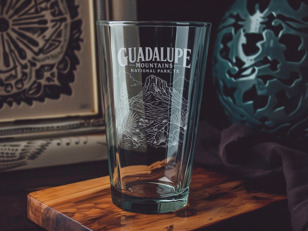 Guadalupe Mountains National Park Texas Pint Glass, Guadalupe Mountains Souvenir Beer Glass, West Texas National Park Drinkware Gift