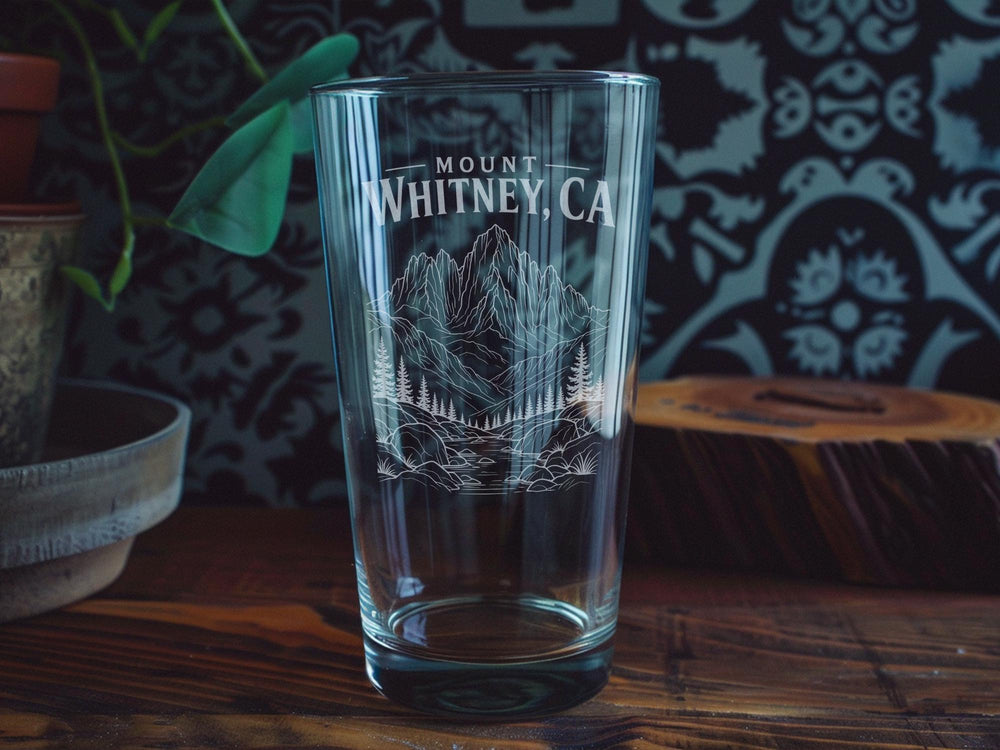 Mount Whitney California Pint Glass, Sierra Nevada Mountain Souvenir Beer Glass, Hiking Camping Peak Travel Gift