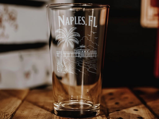 Naples FL Pint Glass, Naples Florida Souvenir Drinkware, Coastal Gulf Coast Vacation Gift, City Name Bar Glass