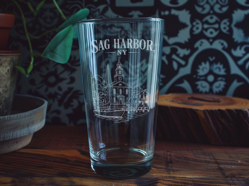Sag Harbor NY Pint Glass, Sag Harbor New York Souvenir Beer Glass, Long Island Travel Gift, Coastal Town Barware, Vacation Keepsake