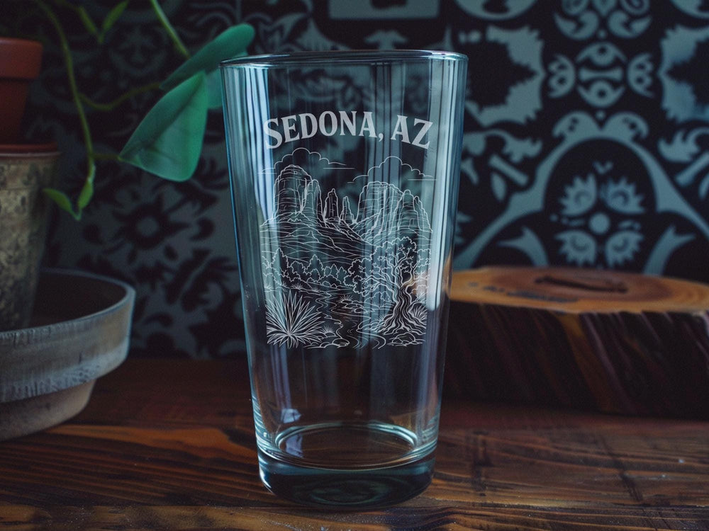 Sedona AZ Pint Glass, Sedona Arizona Souvenir Beer Glass, Red Rock Country Travel Gift, Southwest Desert Vacation Keepsake