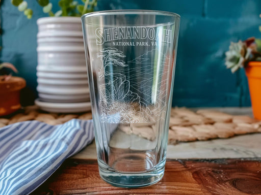 Shenandoah National Park VA Pint Glass, Virginia Skyline Drive Souvenir Glass, Blue Ridge Mountains Nature Travel Gift