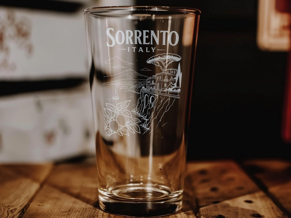 Sorrento Italy Pint Glass, Amalfi Coast Travel Souvenir Drinkware, Italian Coastal Town Vacation Gift
