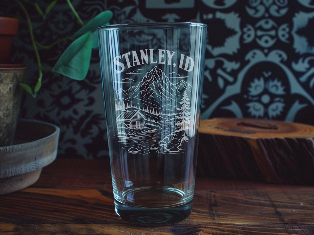 Stanley ID Pint Glass, Stanley Name ID Design Beer Glass, Personalized Stanley ID Drinking Glass, Custom Name Pint Glass