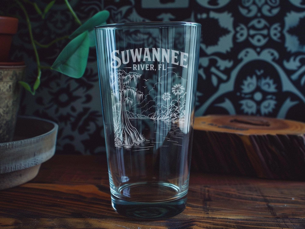 Suwannee River Florida Pint Glass, Suwannee River FL Souvenir Drinking Glass, Florida River Gift, Suwannee County Travel Keepsake