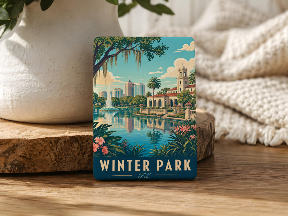 Winter Park FL Fridge Magnet, Winter Park Florida Souvenir Magnet, Travel Gift, City Landmark Keepsake Magnet