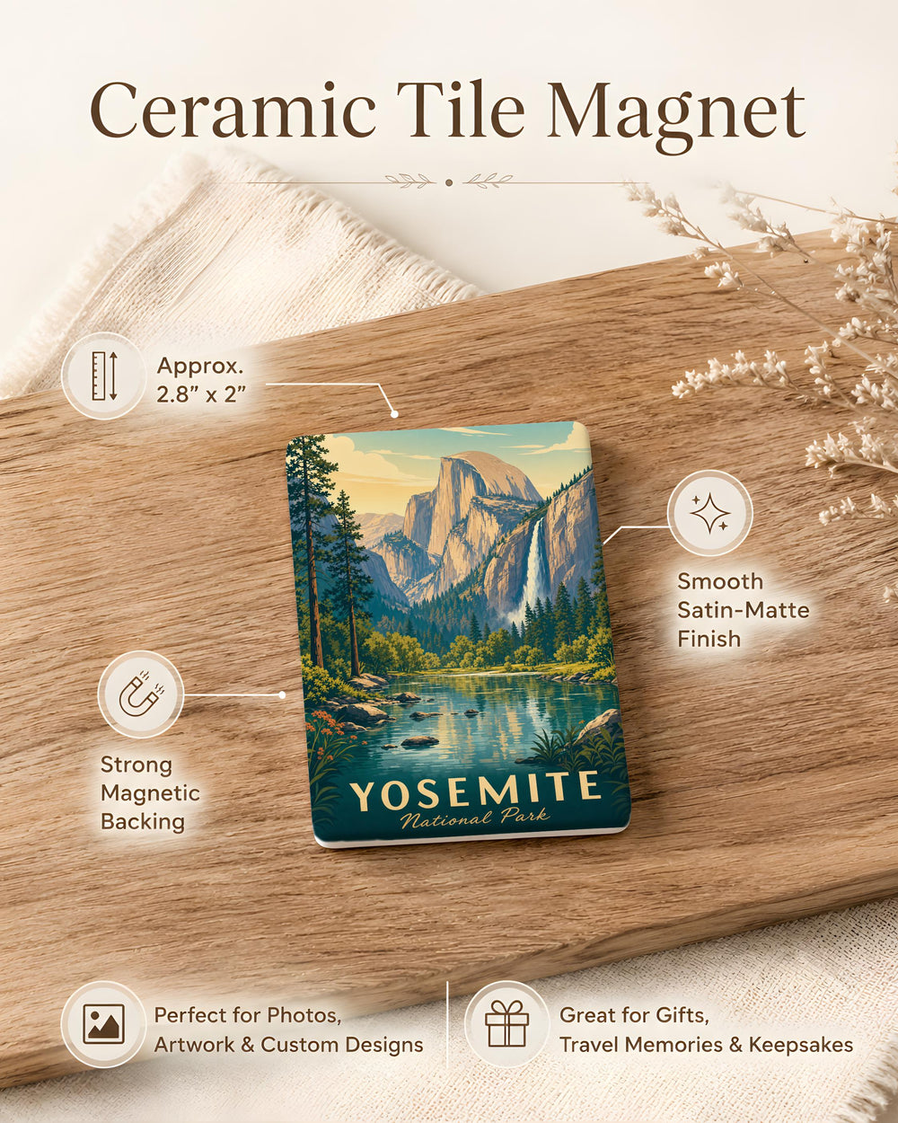 Yosemite National Park Fridge Magnet, Yosemite Valley Souvenir, Half Dome Landmark Travel Keepsake, California National Park Gift